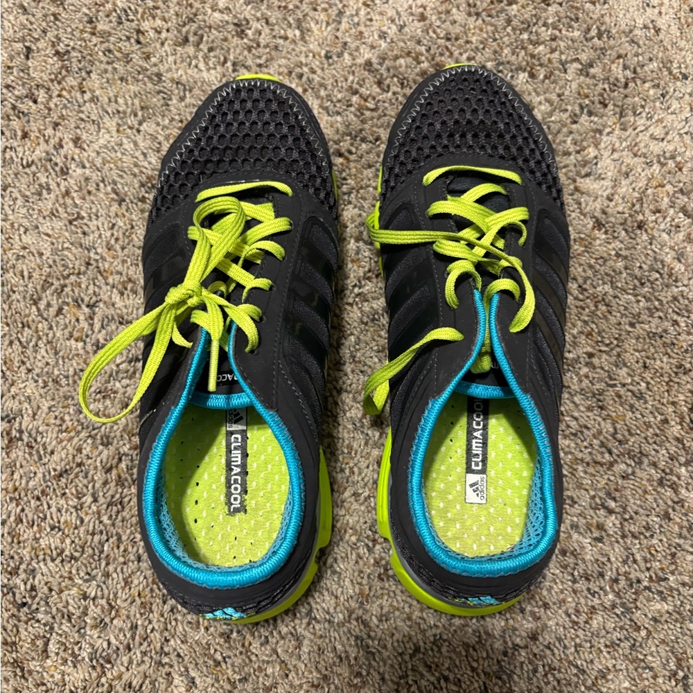 Adidas Black and Lime Green Athletic Shoes